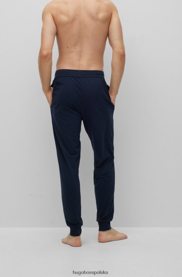 Hugo Boss Ciemnoniebieskie spodnie od piżamy Hugo z elastycznej bawełny z nadrukiem logo ciemny niebieski R0X0H61442