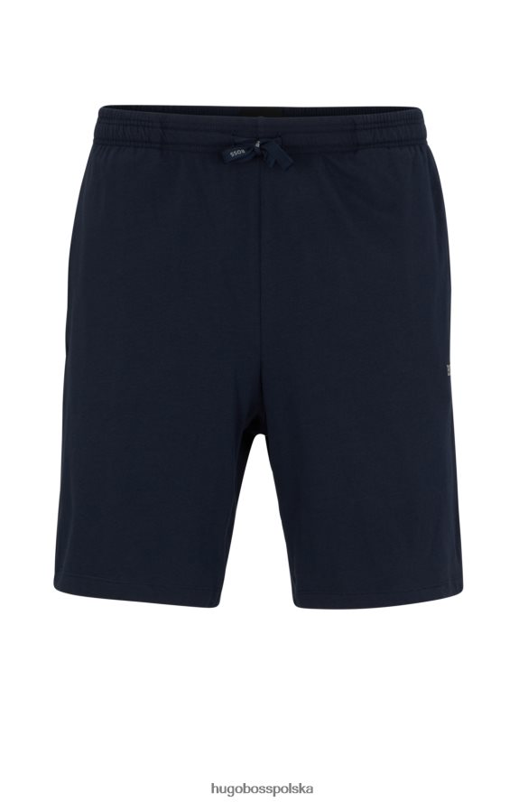 Hugo Boss Ciemnoniebieskie szorty hugo z elastycznej bawełny z kontrastowym logo i sznurkiem ciemny niebieski R0X0H61720