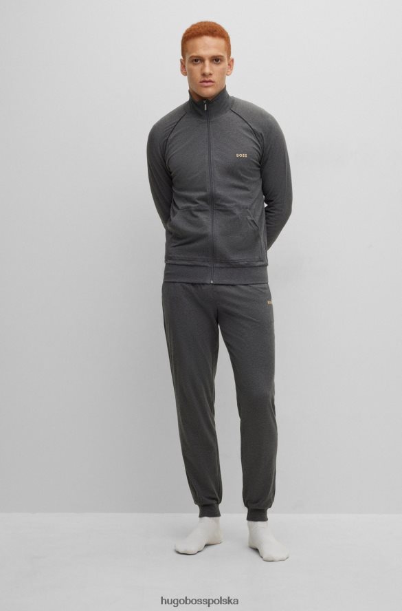 Hugo Boss Ciemnoszara kurtka domowa hugo zapinana na zamek z elastycznej bawełny z logo ciemno szary R0X0H62682