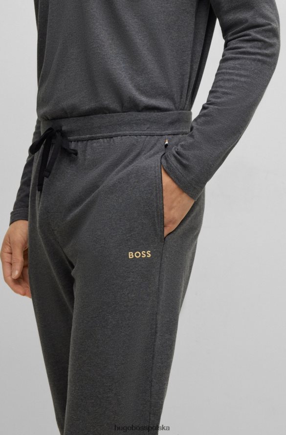 Hugo Boss Ciemnoszare spodnie dresowe Hugo z rozciągliwej bawełny z haftowanym logo ciemno szary R0X0H62385