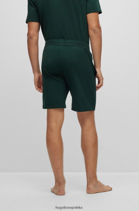 Hugo Boss Ciemnozielone szorty od piżamy z elastycznej bawełny z zarysowanym logo hugo ciemnozielony R0X0H64198
