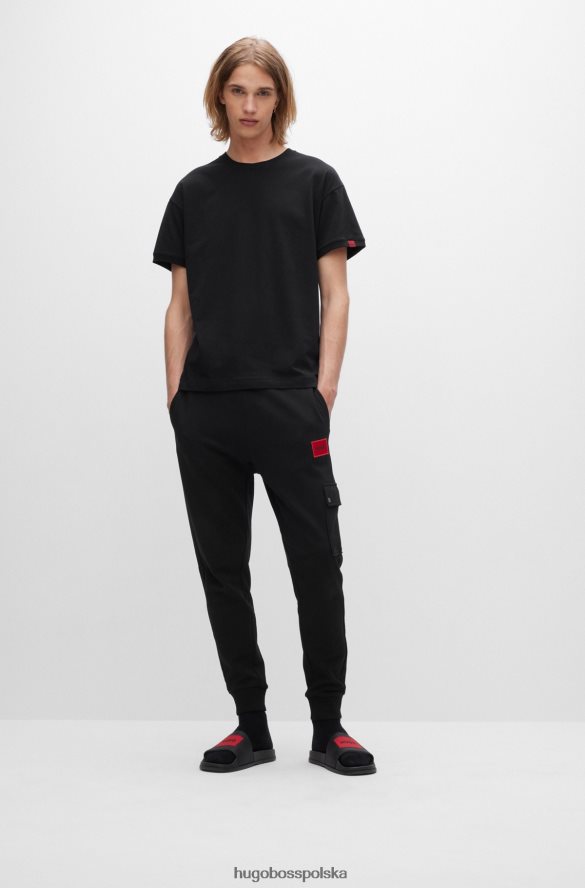 Hugo Boss Czarna koszulka o swobodnym kroju z elastycznej bawełny z logo hugo czarny R0X0H63958