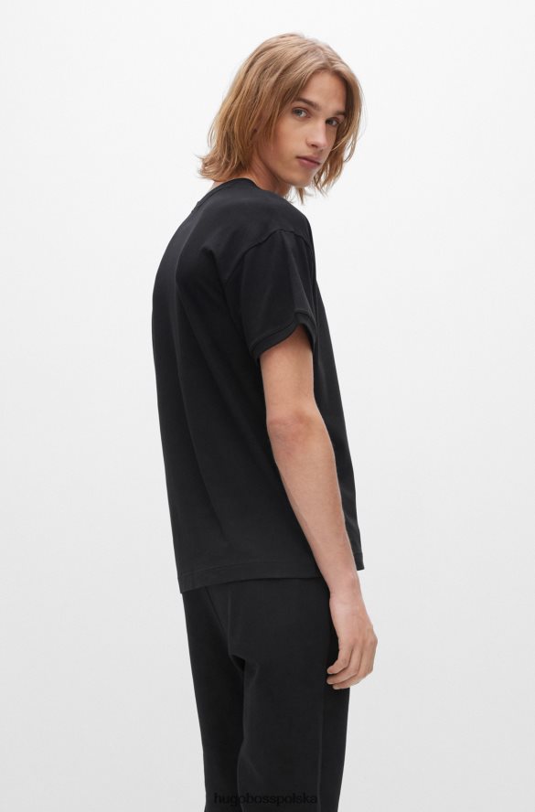 Hugo Boss Czarna koszulka o swobodnym kroju z elastycznej bawełny z logo hugo czarny R0X0H63958