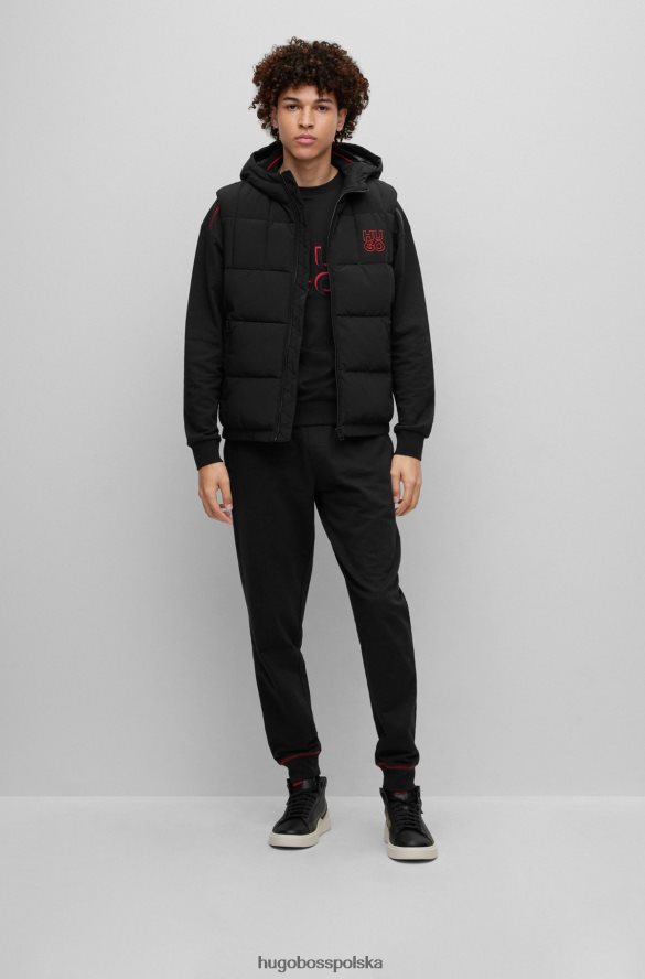 Hugo Boss Czarne spodnie dresowe hugo z bawełny frotte i logo nakładanym na siebie czarny R0X0H62474