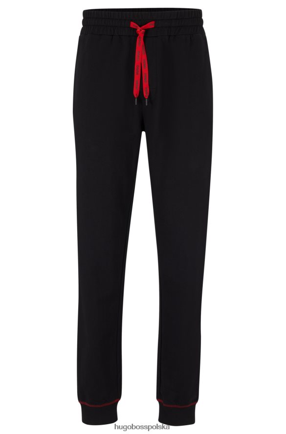 Hugo Boss Czarne spodnie dresowe hugo z bawełny frotte i logo nakładanym na siebie czarny R0X0H62474