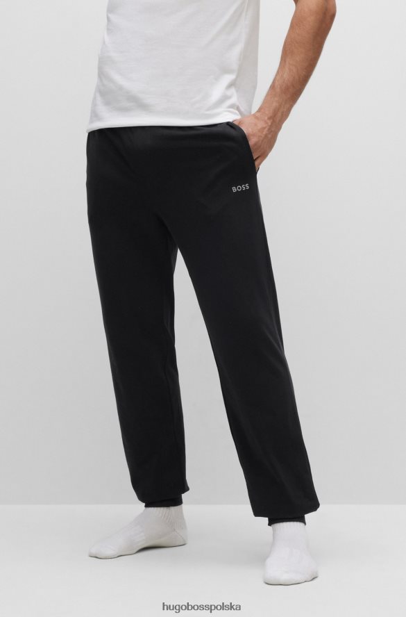 Hugo Boss Czarne spodnie dresowe hugo ze stretchu bawełnianego z haftowanym logo czarny R0X0H61318