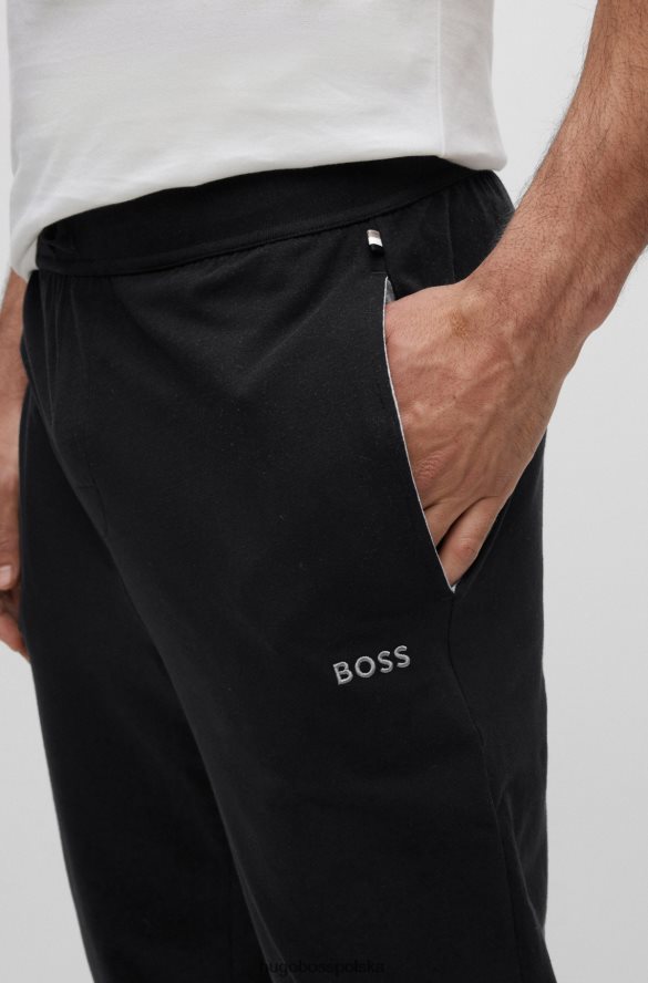 Hugo Boss Czarne spodnie dresowe hugo ze stretchu bawełnianego z haftowanym logo czarny R0X0H61318