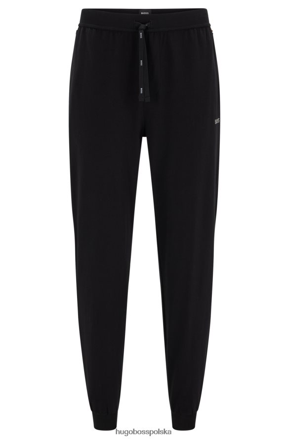 Hugo Boss Czarne spodnie dresowe hugo ze stretchu bawełnianego z haftowanym logo czarny R0X0H61318