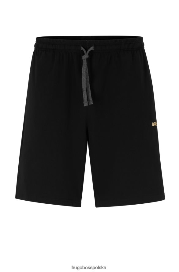 Hugo Boss Czarne szorty hugo z elastycznej bawełny z haftowanym logo czarny R0X0H62722