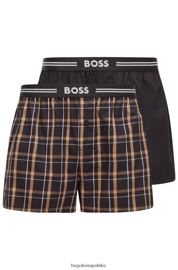 Hugo Boss Czarny dwupak szortów od piżamy hugo z bawełnianej popeliny czarny R0X0H64605