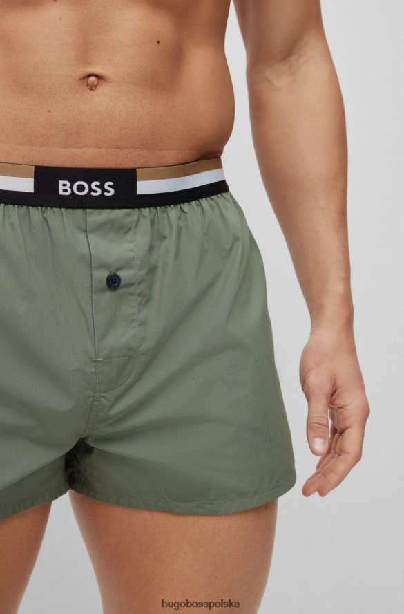 Hugo Boss Granatowy dwupak szortów od piżamy Hugo z charakterystycznymi paskami w talii ciemny niebieski R0X0H62016