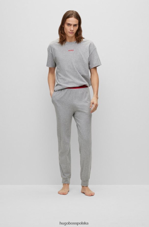 Hugo Boss Hugo Spodnie od piżamy z rozciągliwej bawełny z logo w pasie w kolorze szarym szary R0X0H64300