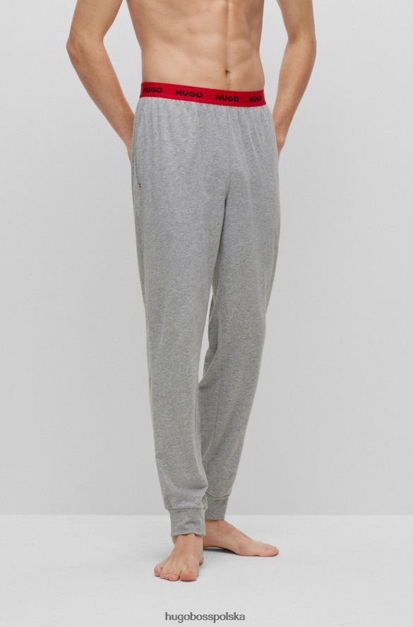 Hugo Boss Hugo Spodnie od piżamy z rozciągliwej bawełny z logo w pasie w kolorze szarym szary R0X0H64300
