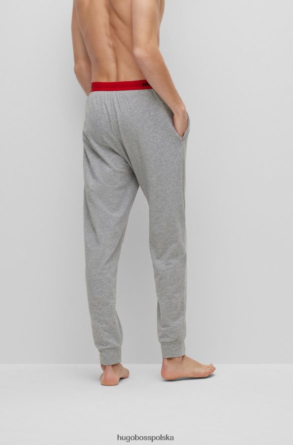 Hugo Boss Hugo Spodnie od piżamy z rozciągliwej bawełny z logo w pasie w kolorze szarym szary R0X0H64300