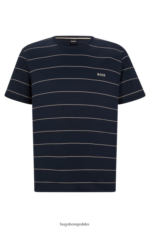 Hugo Boss Hugo bawełniana koszulka piżamowa z haftowanym logo w kolorze ciemnoniebieskim ciemny niebieski R0X0H61366