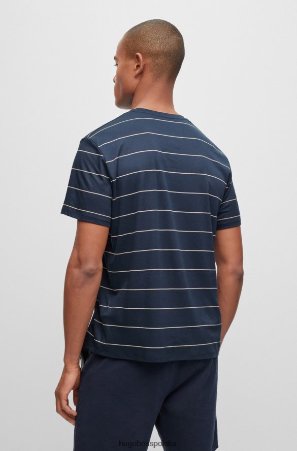 Hugo Boss Hugo bawełniana koszulka piżamowa z haftowanym logo w kolorze ciemnoniebieskim ciemny niebieski R0X0H61366