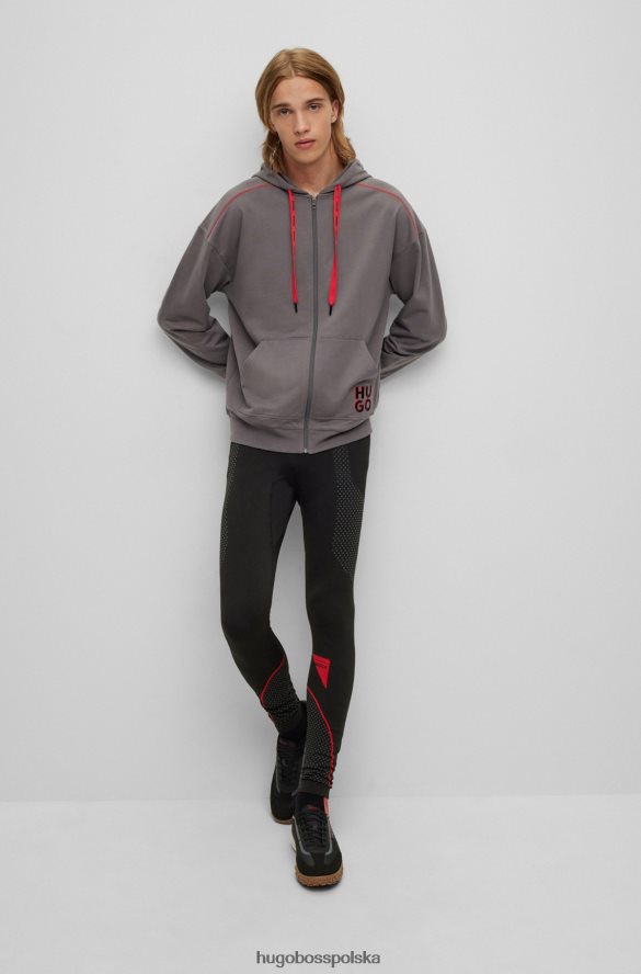 Hugo Boss Hugo ciemnoszara, luźna, zapinana na zamek bluza z kapturem i logo ciemno szary R0X0H62250