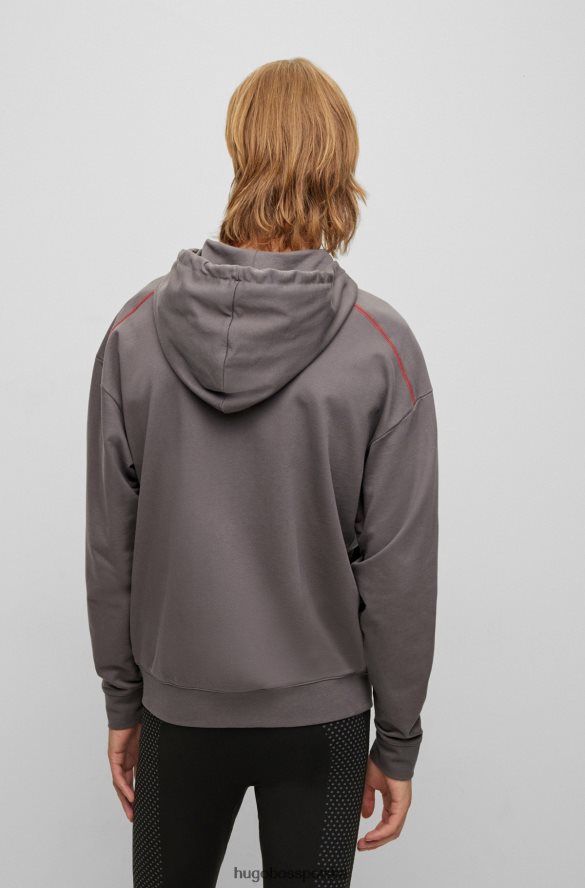 Hugo Boss Hugo ciemnoszara, luźna, zapinana na zamek bluza z kapturem i logo ciemno szary R0X0H62250