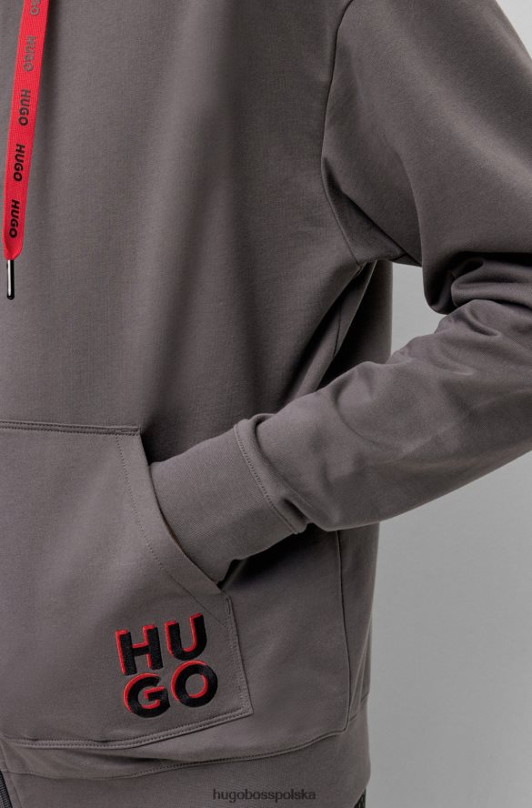 Hugo Boss Hugo ciemnoszara, luźna, zapinana na zamek bluza z kapturem i logo ciemno szary R0X0H62250