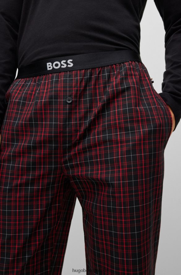Hugo Boss Hugo czarna piżama o regularnym kroju z kontrastowymi logo Czarny czerwony R0X0H62550