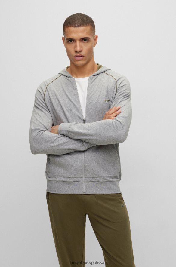 Hugo Boss Hugo kurtka z kapturem, wykonana z elastycznej bawełny, z szarym logo szary R0X0H61739