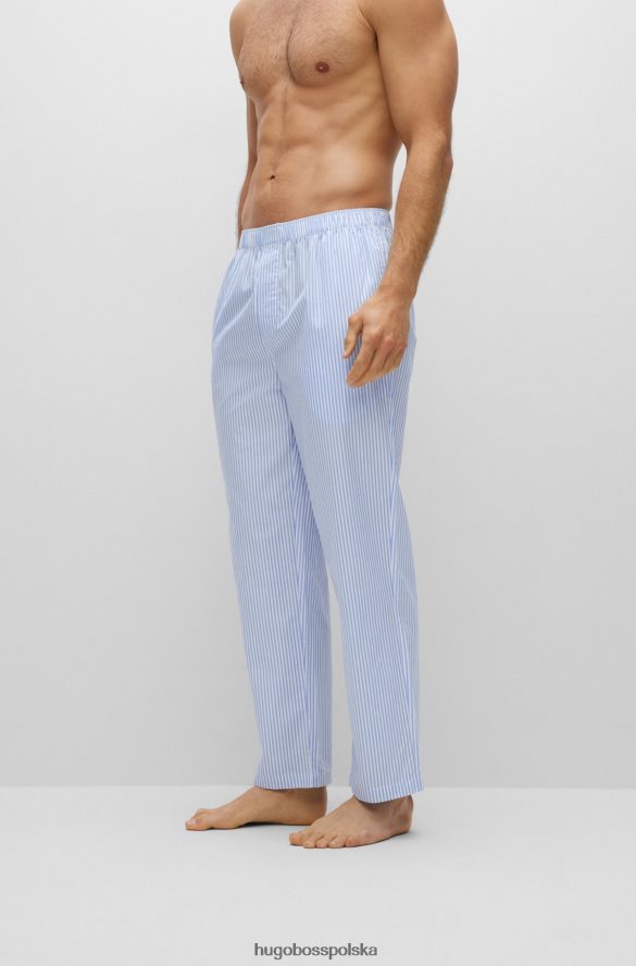 Hugo Boss Jasnoniebieskie spodnie od piżamy z wyszytym logo hugo, z bawełnianej popeliny w paski jasny niebieski R0X0H63547