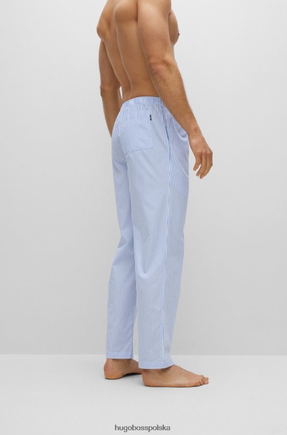 Hugo Boss Jasnoniebieskie spodnie od piżamy z wyszytym logo hugo, z bawełnianej popeliny w paski jasny niebieski R0X0H63547