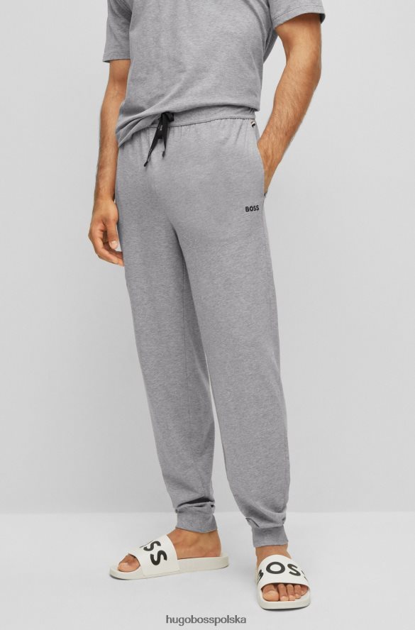 Hugo Boss Jasnoszare spodnie dresowe z elastycznej bawełny z haftowanym logo hugo jasnoszary R0X0H61320
