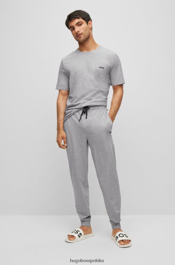Hugo Boss Jasnoszare spodnie dresowe z elastycznej bawełny z haftowanym logo hugo jasnoszary R0X0H61320