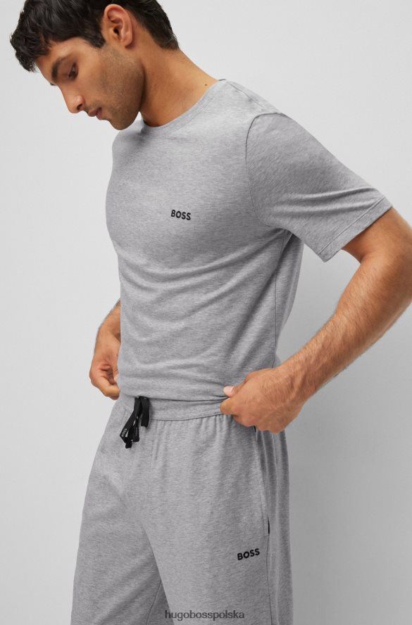 Hugo Boss Jasnoszare spodnie dresowe z elastycznej bawełny z haftowanym logo hugo jasnoszary R0X0H61320