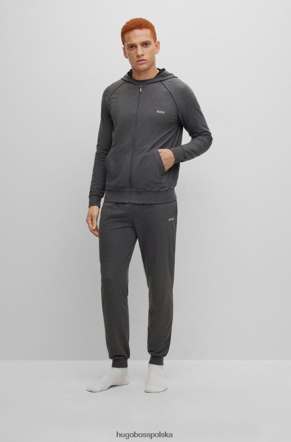 Hugo Boss Kurtka codzienna z kapturem, wykonana z elastycznej bawełny, z ciemnoszarym logo hugo ciemno szary R0X0H61740