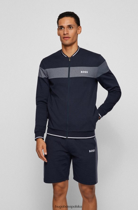 Hugo Boss Kurtka hugo z mieszanki bawełny z kontrastową wstawką i ciemnoniebieskim logo ciemny niebieski R0X0H64538