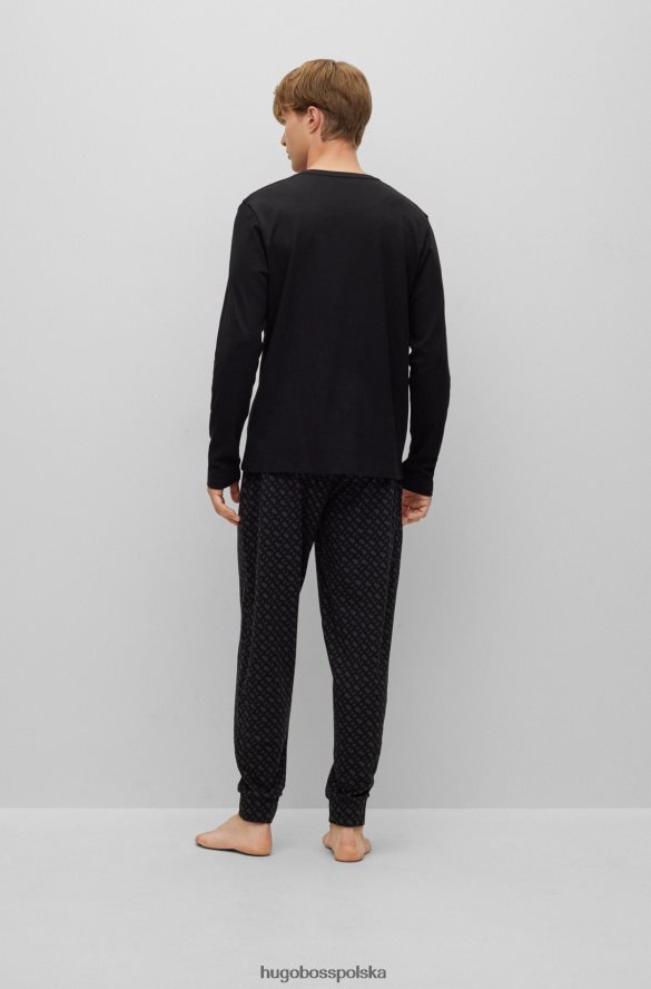 Hugo Boss Piżama z bawełny organicznej z metalowymi detalami, czarna hugo czarny R0X0H62272