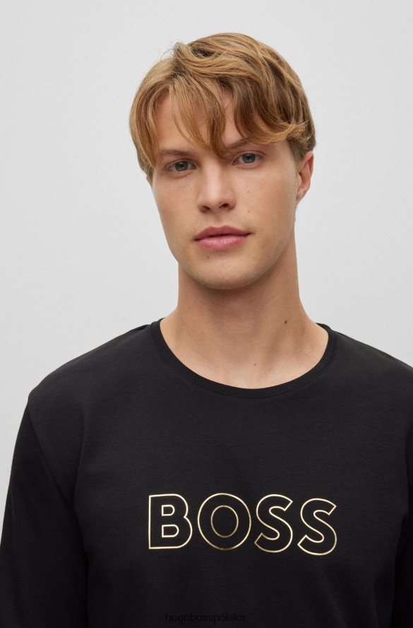 Hugo Boss Piżama z bawełny organicznej z metalowymi detalami, czarna hugo czarny R0X0H62272