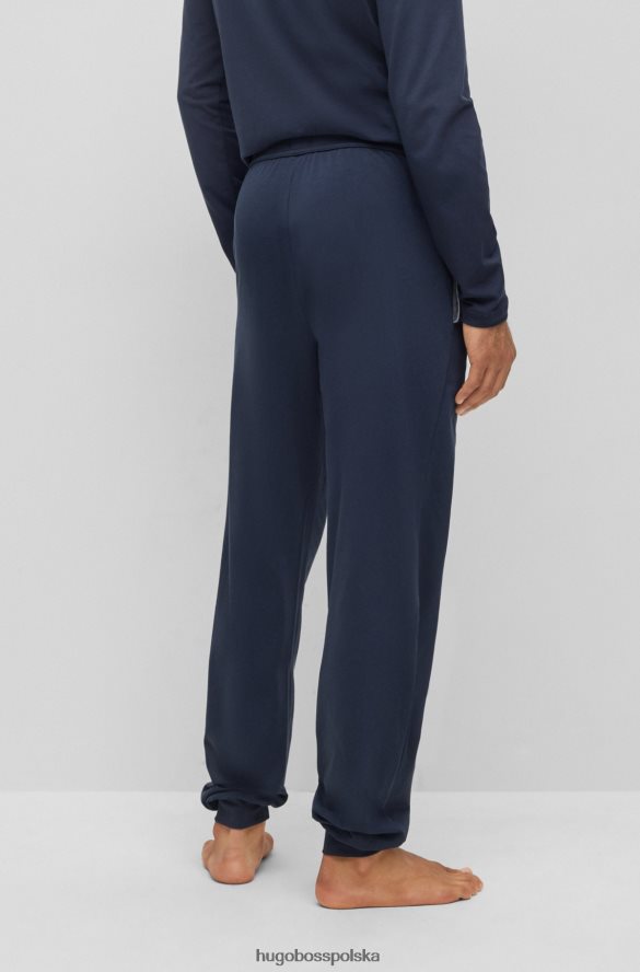 Hugo Boss Spodnie dresowe z rozciągliwej bawełny z haftowanym logo w kolorze ciemnoniebieskim hugo ciemny niebieski R0X0H61319
