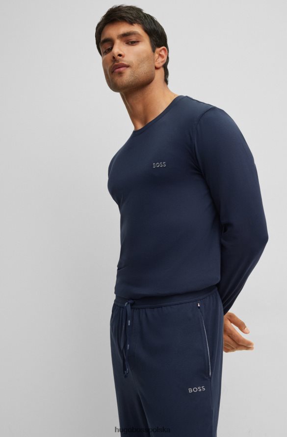 Hugo Boss Spodnie dresowe z rozciągliwej bawełny z haftowanym logo w kolorze ciemnoniebieskim hugo ciemny niebieski R0X0H61319