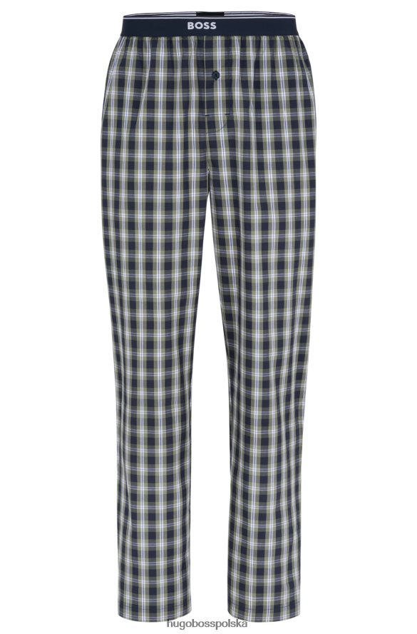 Hugo Boss Spodnie od piżamy Hugo z bawełny i popeliny w kratę i ze wzorem z logo wzorzyste R0X0H64091