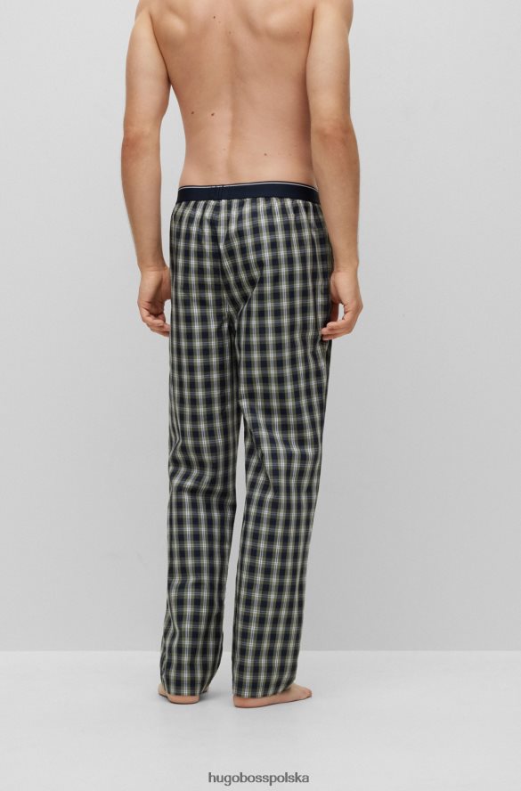 Hugo Boss Spodnie od piżamy Hugo z bawełny i popeliny w kratę i ze wzorem z logo wzorzyste R0X0H64091