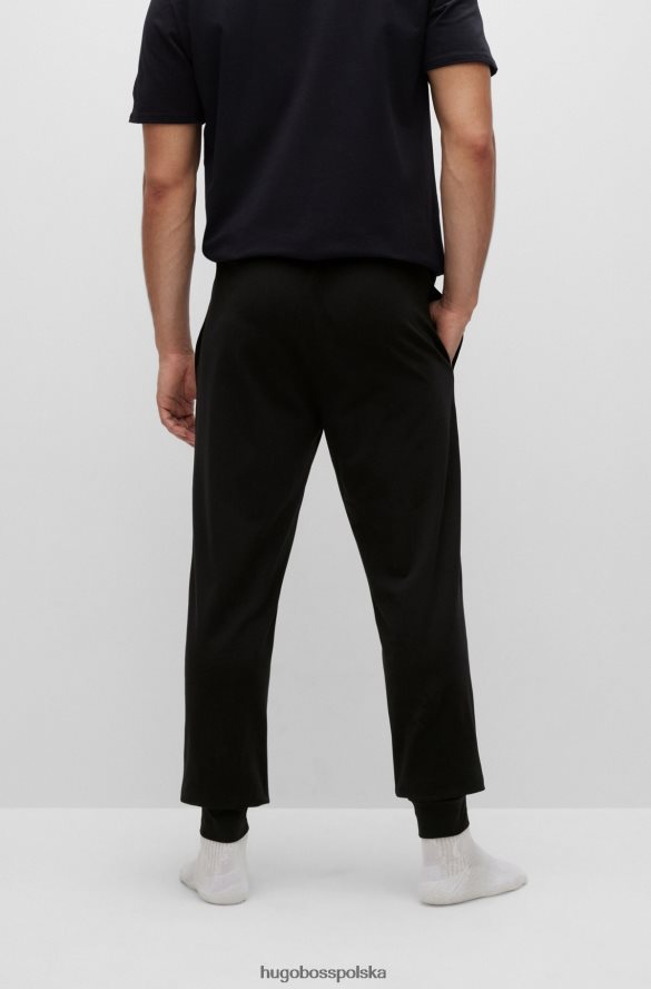 Hugo Boss Spodnie od piżamy z rozciągliwej bawełny z nadrukiem logo Hugo w kolorze czarnym czarny R0X0H61441