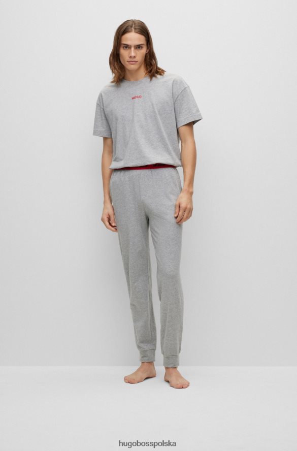 Hugo Boss Szara koszulka piżamowa o swobodnym kroju z elastycznej bawełny z logo hugo szary R0X0H64056