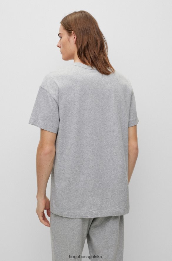 Hugo Boss Szara koszulka piżamowa o swobodnym kroju z elastycznej bawełny z logo hugo szary R0X0H64056