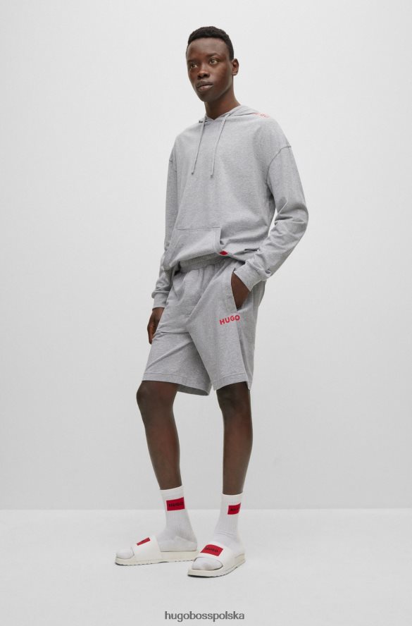 Hugo Boss Szorty hugo z elastycznej bawełny, z szarymi detalami z czerwonym logo szary R0X0H64626