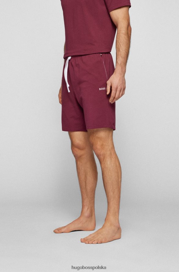 Hugo Boss Szorty hugo ze stretchu bawełnianego z haftowanym logo w kolorze ciemnoczerwonym ciemno czerwony R0X0H62723