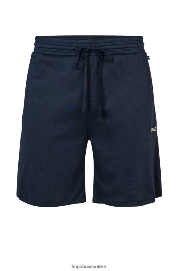 Hugo Boss Szorty od piżamy ściągane sznurkiem z modalu bawełnianego z haftowanym logo w kolorze ciemnoniebieskim hugo ciemny niebieski R0X0H61564