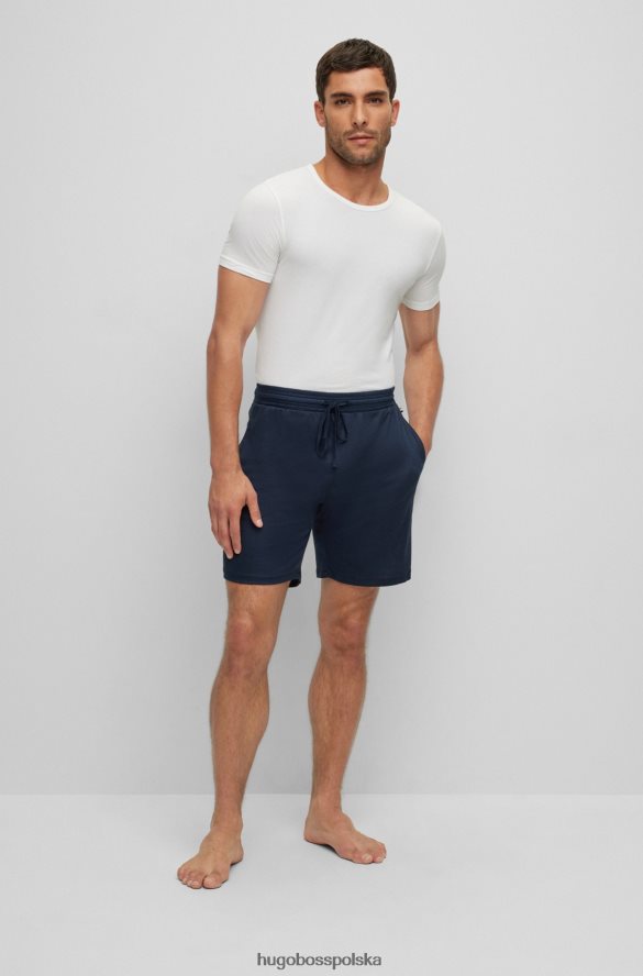 Hugo Boss Szorty od piżamy ściągane sznurkiem z modalu bawełnianego z haftowanym logo w kolorze ciemnoniebieskim hugo ciemny niebieski R0X0H61564