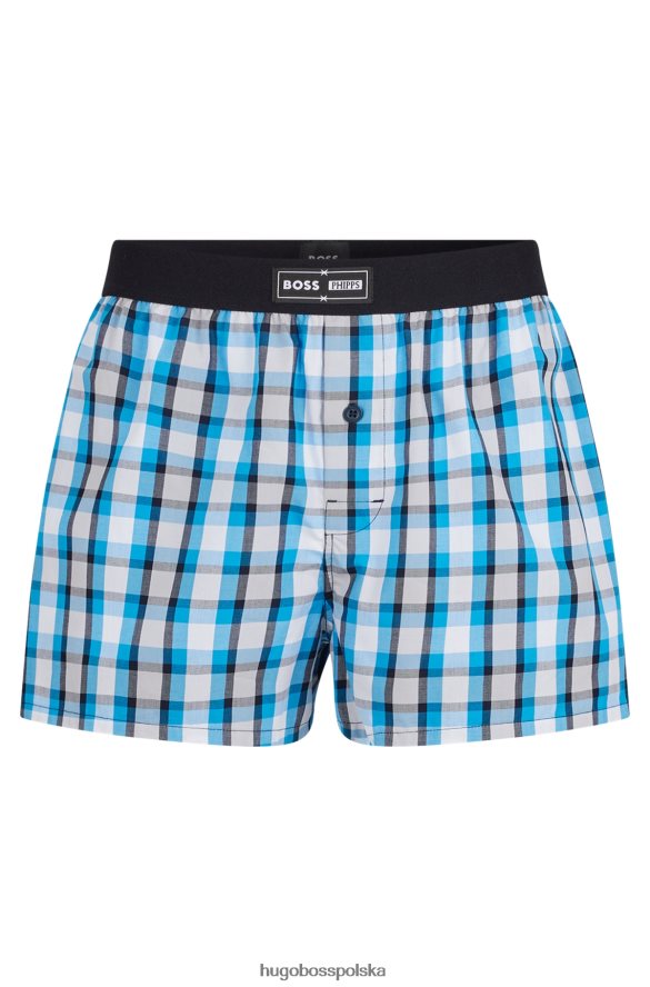 Hugo Boss Szorty od piżamy hugo x phipps z bawełny i popeliny, wykonane z ponownie wykorzystanych resztek materiałów turkus R0X0H63479