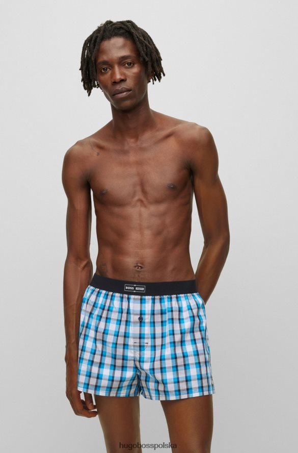 Hugo Boss Szorty od piżamy hugo x phipps z bawełny i popeliny, wykonane z ponownie wykorzystanych resztek materiałów turkus R0X0H63479