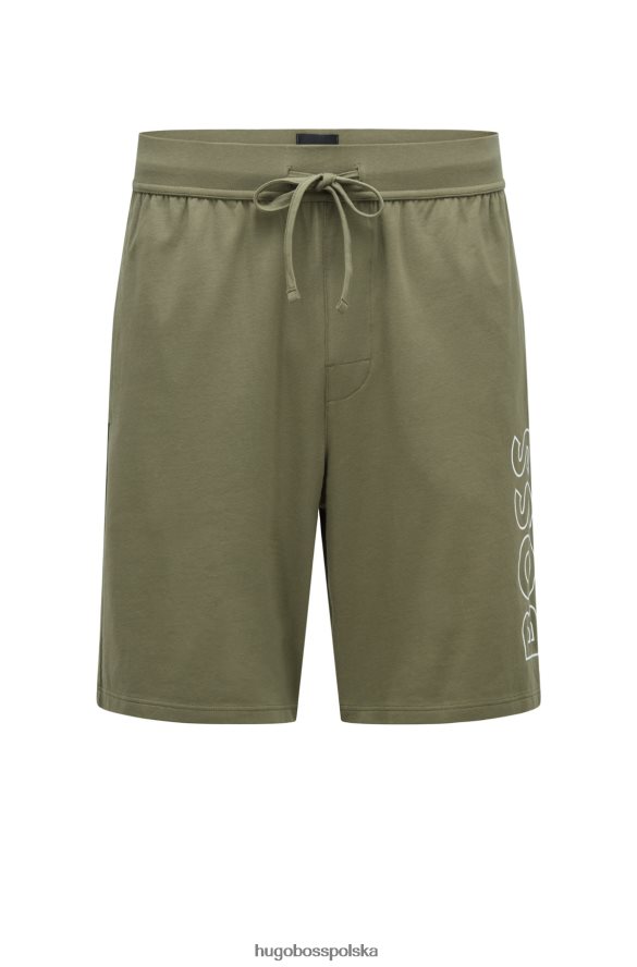 Hugo Boss Szorty od piżamy ze stretchu bawełnianego z logo w kolorze jasnozielonym hugo jasnozielony R0X0H64197