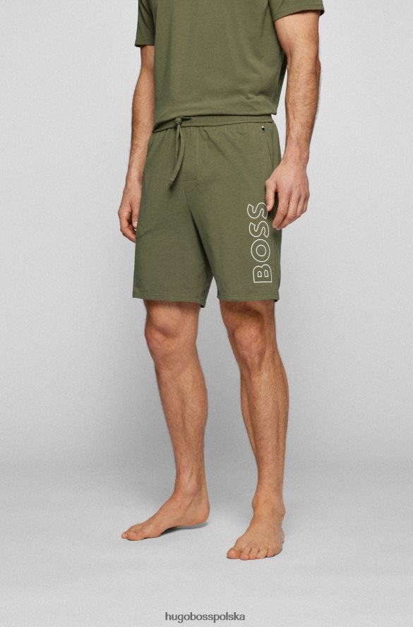 Hugo Boss Szorty od piżamy ze stretchu bawełnianego z logo w kolorze jasnozielonym hugo jasnozielony R0X0H64197