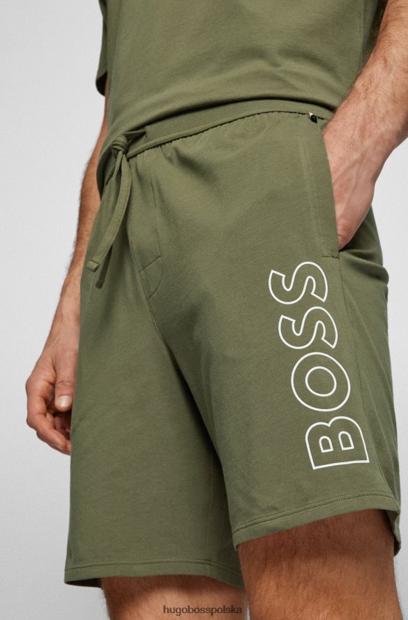 Hugo Boss Szorty od piżamy ze stretchu bawełnianego z logo w kolorze jasnozielonym hugo jasnozielony R0X0H64197